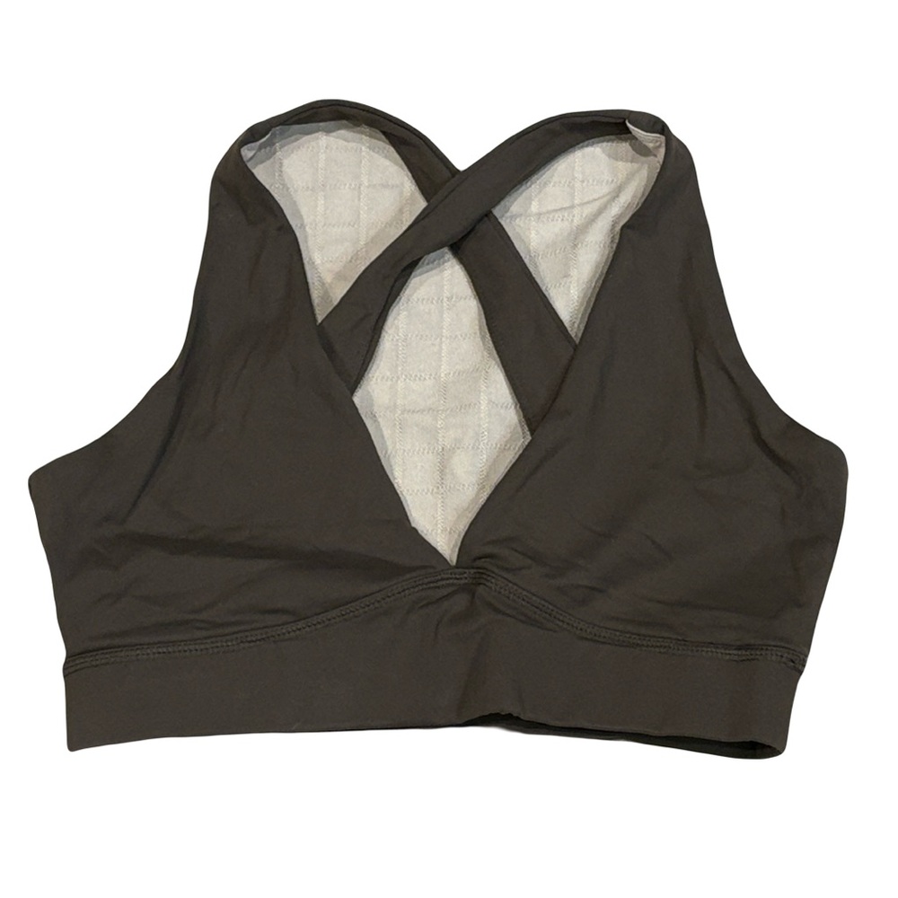 Flexxfit olive green Cross-Back Sports Bra